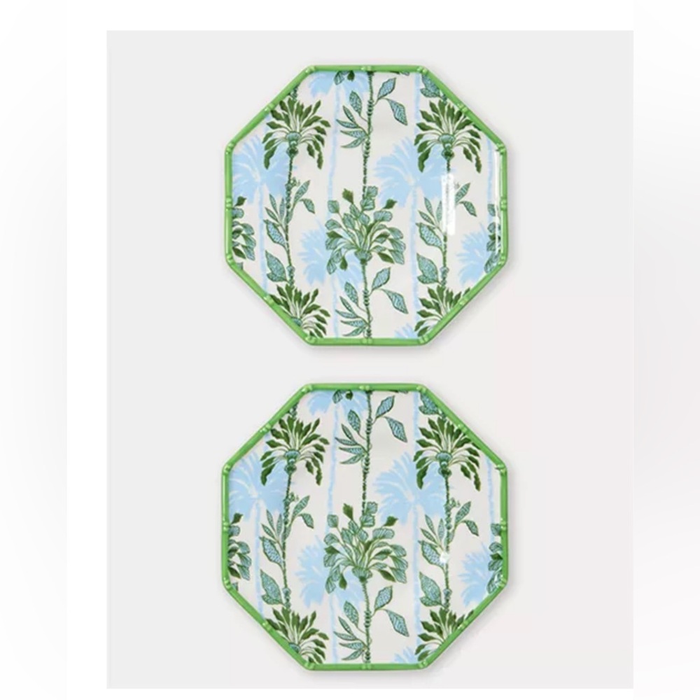 Lilly Pulitzer Green and Blue Leaf Platter Set - Picture 3 of 11